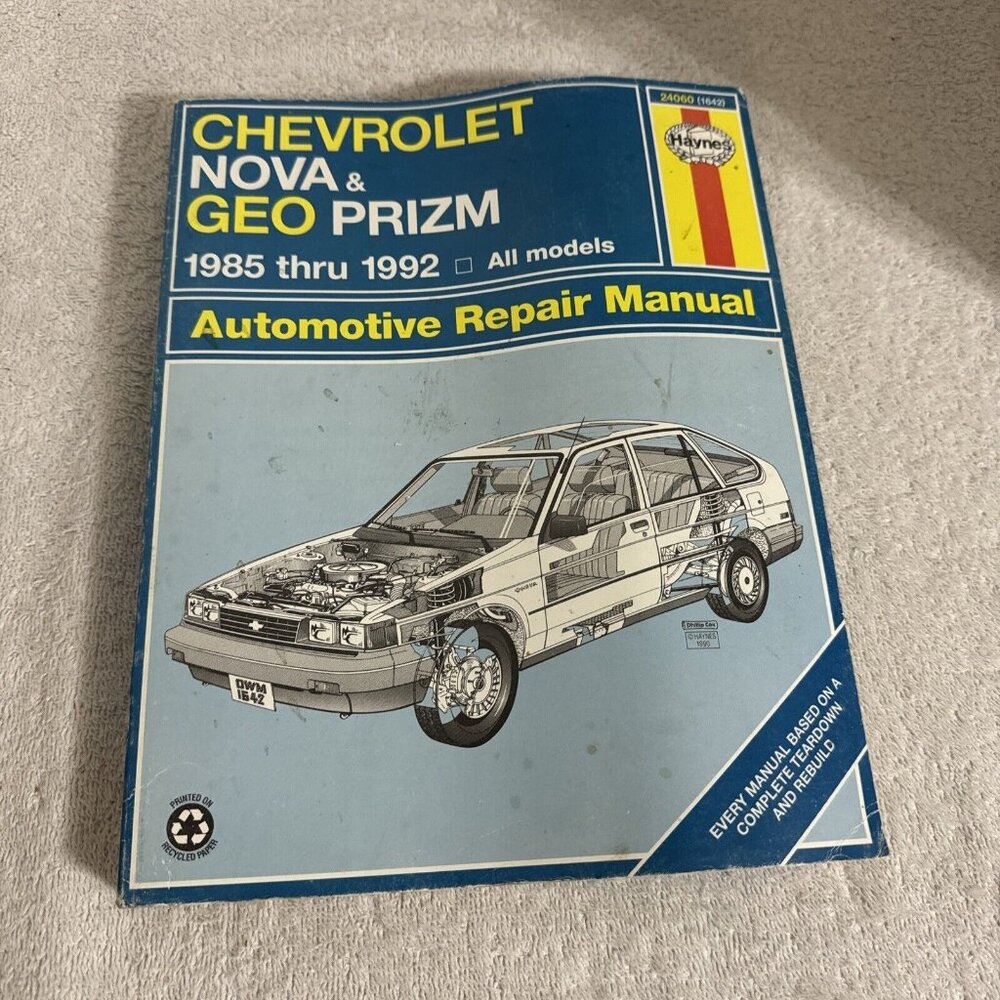 Haynes 24060 (1642) Repair Manual Chevrolet Nova & Geo Prizm 1985-1992